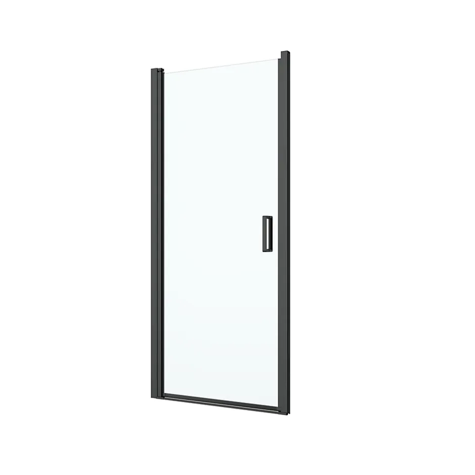 GoodHome Porte de douche pivotante l.90 x H.195 cm, verre transparent, profilés alu noir, Ledava* Porte De Douche
