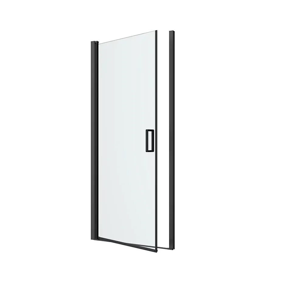 GoodHome Porte de douche pivotante l.90 x H.195 cm, verre transparent, profilés alu noir, Ledava* Porte De Douche
