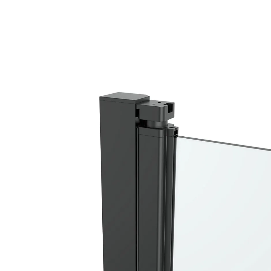GoodHome Porte de douche pivotante l.90 x H.195 cm, verre transparent, profilés alu noir, Ledava* Porte De Douche