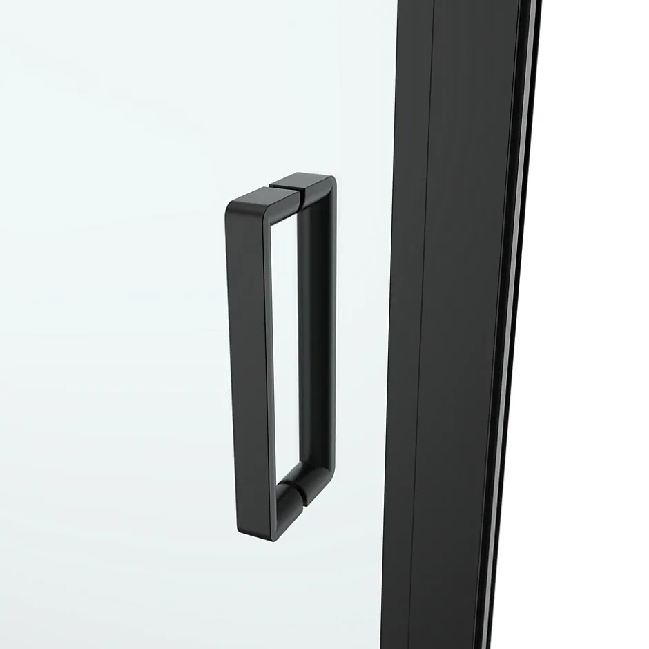 GoodHome Porte de douche pivotante l.90 x H.195 cm, verre transparent, profilés alu noir, Ledava* Porte De Douche
