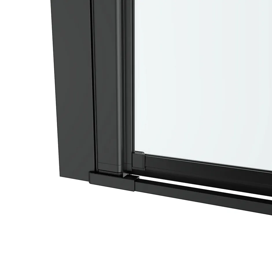 GoodHome Porte de douche pivotante l.90 x H.195 cm, verre transparent, profilés alu noir, Ledava* Porte De Douche