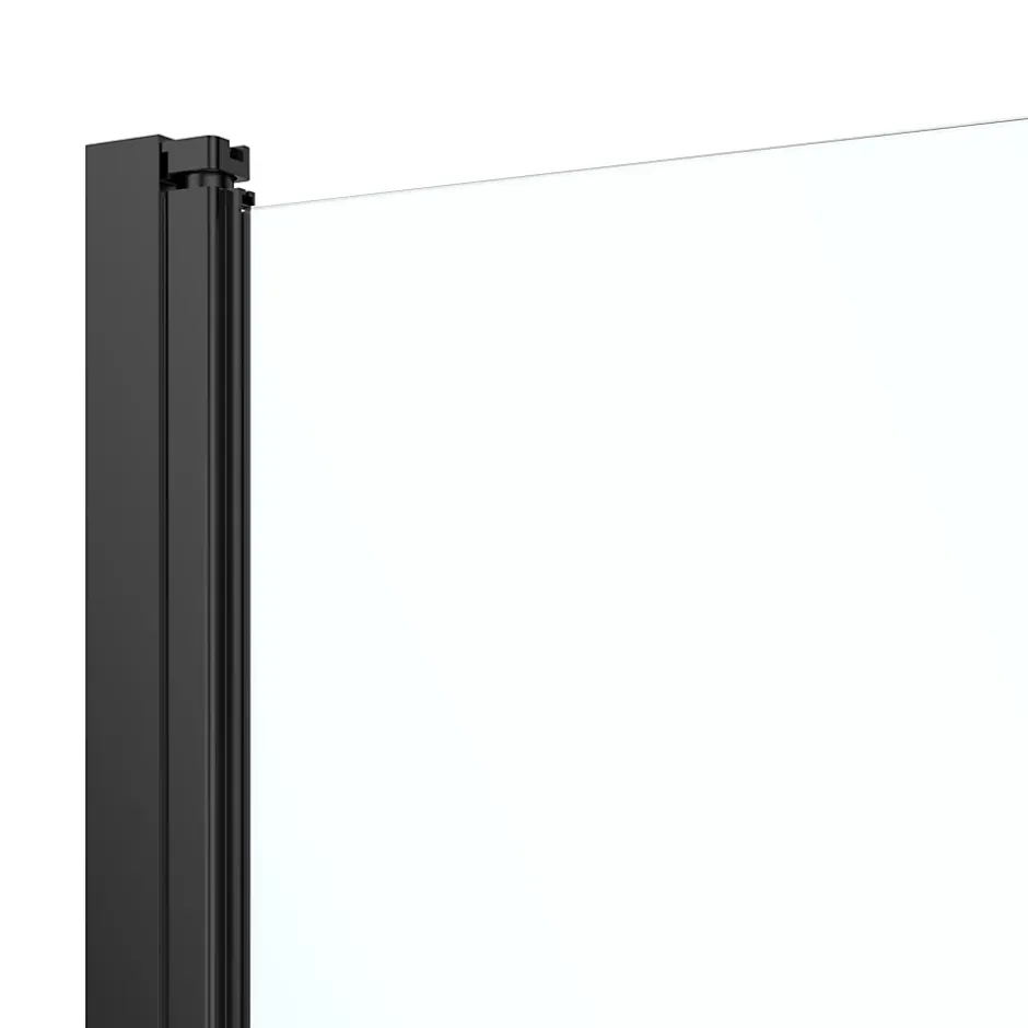 GoodHome Porte de douche pivotante l.90 x H.195 cm, verre transparent, profilés alu noir, Ledava* Porte De Douche