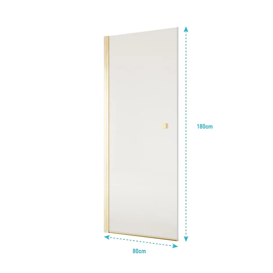 Aurlane Porte de Douche Pivotante 80x180 cm en Verre Trempe 5 mm - Finition Or Brosse - GOLD ELEMENTARY* Porte De Douche