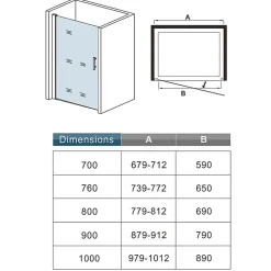 AICA Sanitaire Porte de douche pivotante 70cm en 6mm verre anticalcaire Installation en niche Hauteur 197cm