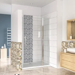 AICA Sanitaire Porte de douche pivotante en 6mm verre securit anticalcaire porte de douche 106cm avec 1 élément fixe Hauteur 187cm* Porte De Douche