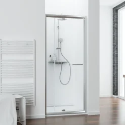 Schulte Porte de douche pivotante largeur extensible de 89 à 101cm, H. 185 cm, verre transparent, profilé chromé, Impériale