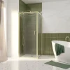 Galedo Porte de douche pivotante et paroi fixe l.90 x 90 x H.200 cm profilés doré brossé, Factory