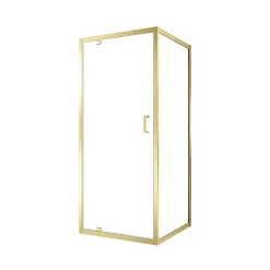 Galedo Porte de douche pivotante et paroi fixe l.90 x 90 x H.200 cm profilés doré brossé, Factory