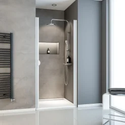 Schulte Porte de douche pivotante l.90 x H.180 cm, verre transparent, profilé alu-argenté, Sunny I* Porte De Douche