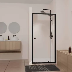 Aurlane Porte de douche Pivotante Noir 80-90x185cm - Extensible de 78 à 90 cm - BLACK SLIDE 80 90* Porte De Douche