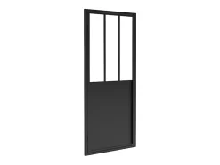 Vente-unique Porte de douche pivotante noir mat style atelier - 80 x 195 cm - URBANIK
