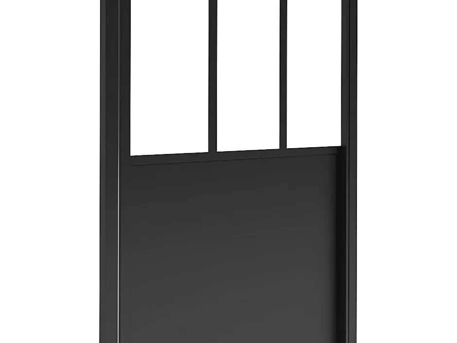 Vente-unique Porte de douche pivotante noir mat style atelier - 80 x 195 cm - URBANIK