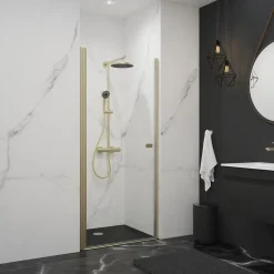 Schulte Porte de douche pivotante en niche, l.60 x H.192 cm, verre transparent, profilé or, NewStyle* Porte De Douche