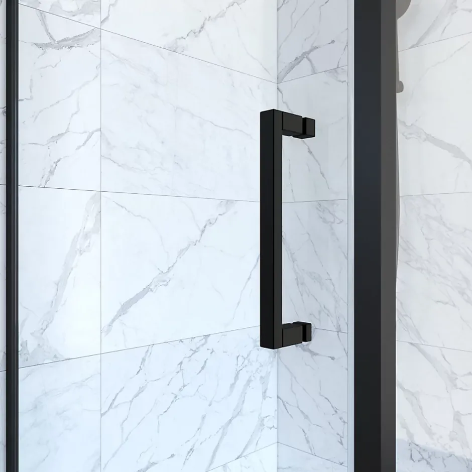 Aurlane Porte de douche Pivotante et retour 80x80x200 - Profilés noir mat - CRUSH PIVOTANTE* Porte De Douche
