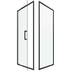 Aurlane Porte de douche Pivotante et retour 80x80x200 - Profilés noir mat - CRUSH PIVOTANTE* Porte De Douche