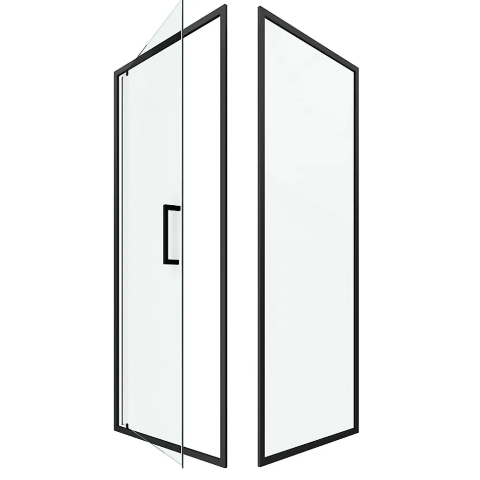 Aurlane Porte de douche Pivotante et retour 80x80x200 - Profilés noir mat - CRUSH PIVOTANTE* Porte De Douche