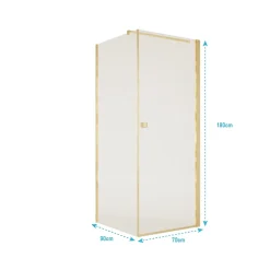 Aurlane Porte de Douche Pivotante 70x195cm et Retour 90cm - Verre 8mm Anticalcaire - Profil Or Brosse* Porte De Douche