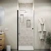 Aurlane Porte de Douche Pivotante 70x180 cm en Verre Trempe 5 mm - Finition Noire - DARK ELEMENTARY