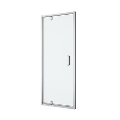 GoodHome Porte de douche pivotante axe excentré l.80 cm x H.195 cm, verre transparent, profilés alu chrome, Ledava