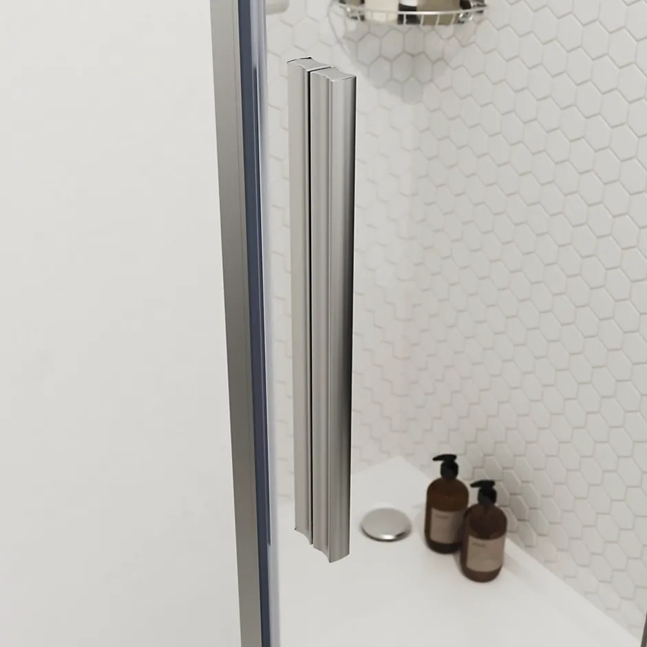 GoodHome Porte de douche pivotante Ezili transparent alu brossé 90 cm* Porte De Douche