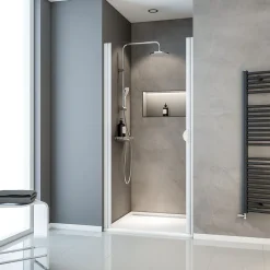 Schulte Porte de douche pivotante l.80 x H.180 cm, verre transparent, profilé alu-argenté, Sunny I* Porte De Douche