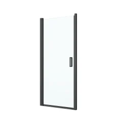 GoodHome Porte de douche pivotante l.80 x H.195 cm, verre transparent, profilés alu noir, Ledava* Porte De Douche