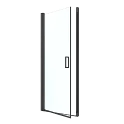 GoodHome Porte de douche pivotante l.80 x H.195 cm, verre transparent, profilés alu noir, Ledava* Porte De Douche