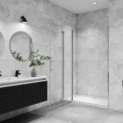 AICA Sanitaire Porte De douche pivotante 120x185cm en 6mm verre anticalcaire porte de douche pliante avec un élément fixe