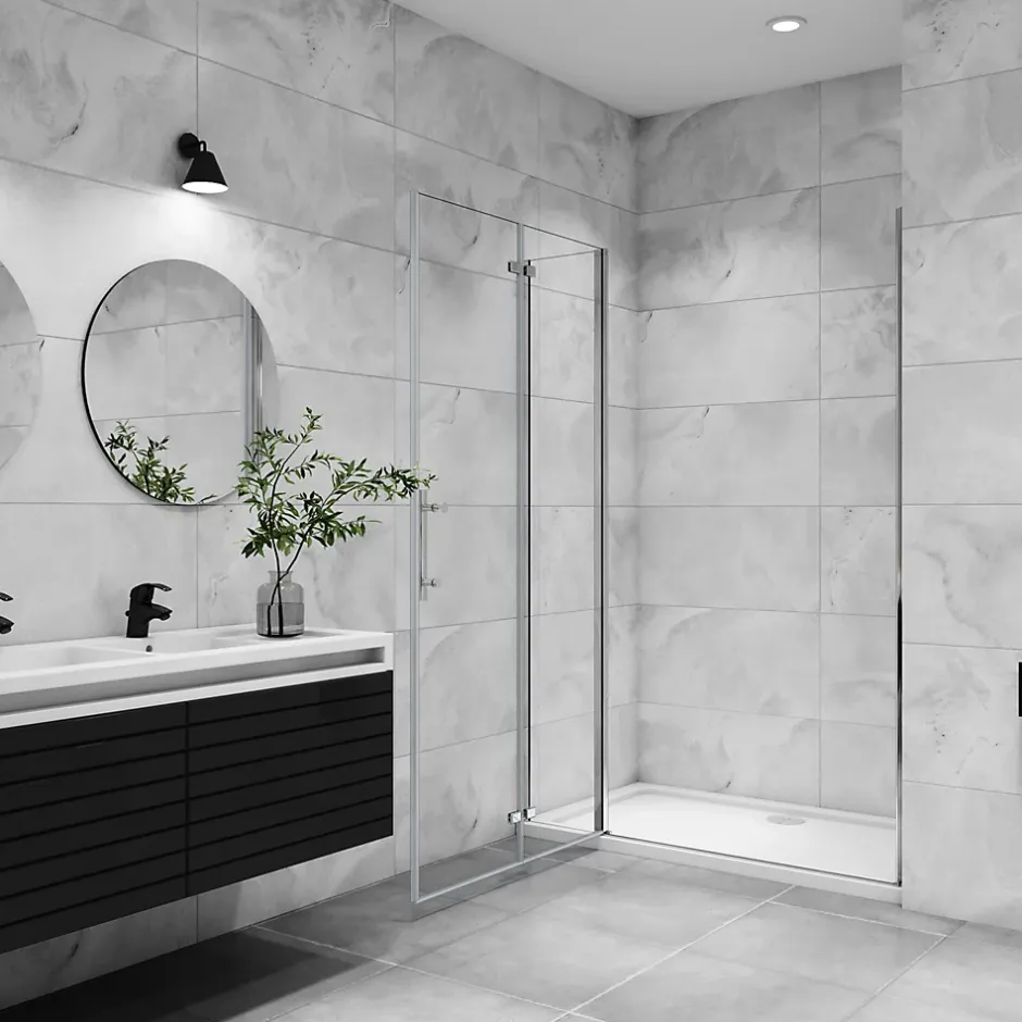 AICA Sanitaire Porte De douche pivotante 120x185cm en 6mm verre anticalcaire porte de douche pliante avec un élément fixe