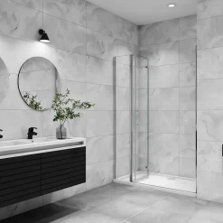 AICA Sanitaire Porte De douche pivotante 120x185cm en 6mm verre anticalcaire porte de douche pliante avec un élément fixe