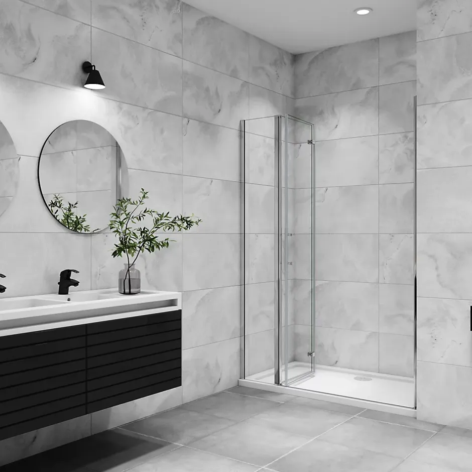AICA Sanitaire Porte De douche pivotante 120x185cm en 6mm verre anticalcaire porte de douche pliante avec un élément fixe