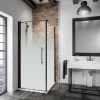 Schulte Porte de douche pivotante et paroi latérale l.80 x L.80 x H.190 cm, profilé noir, verre brume, NewStyle