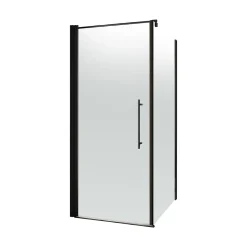 Schulte Porte de douche pivotante et paroi latérale l.80 x L.80 x H.190 cm, profilé noir, verre brume, NewStyle