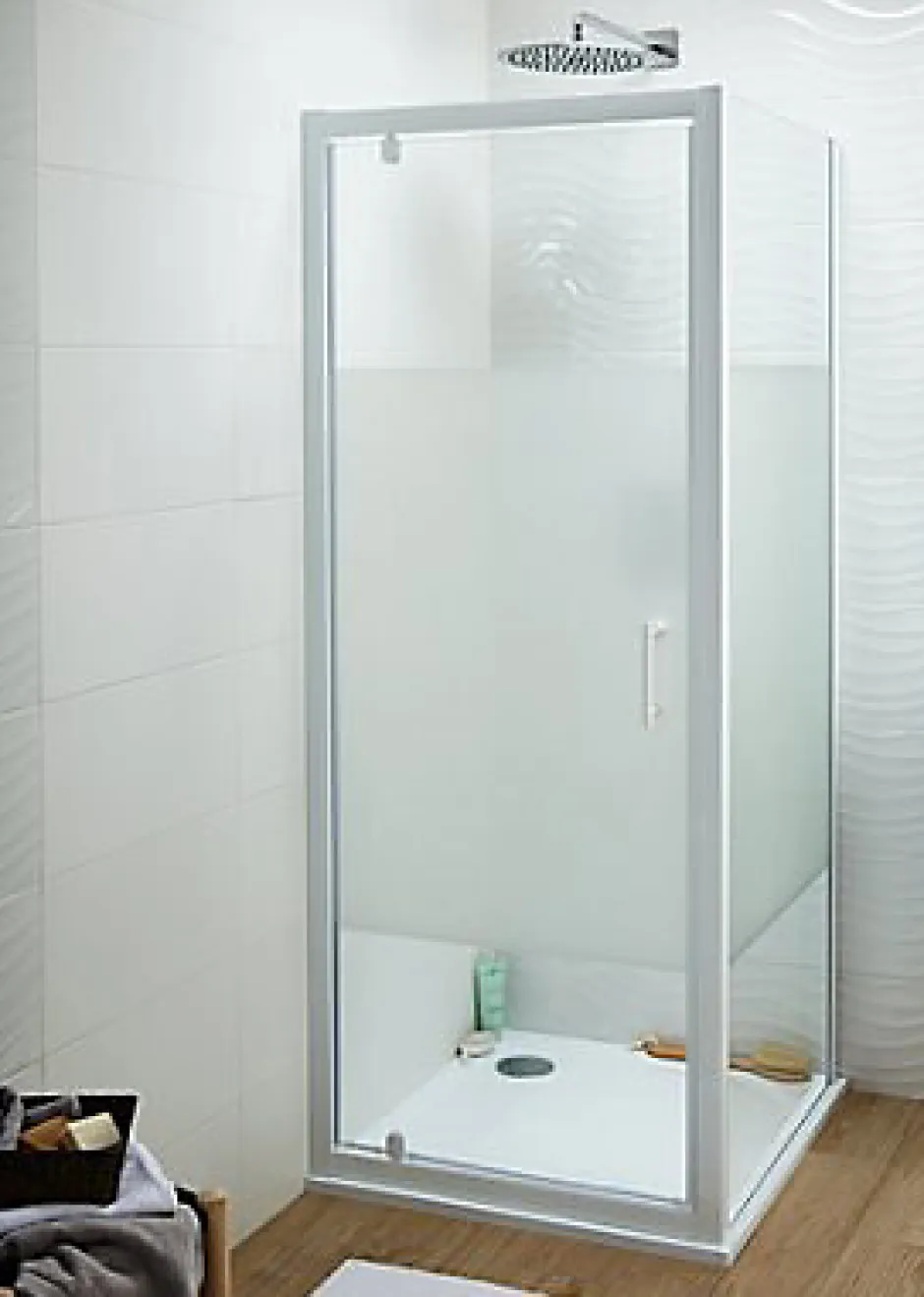 Cooke & Lewis Porte de douche pivotante Onega sérigraphié 80 cm