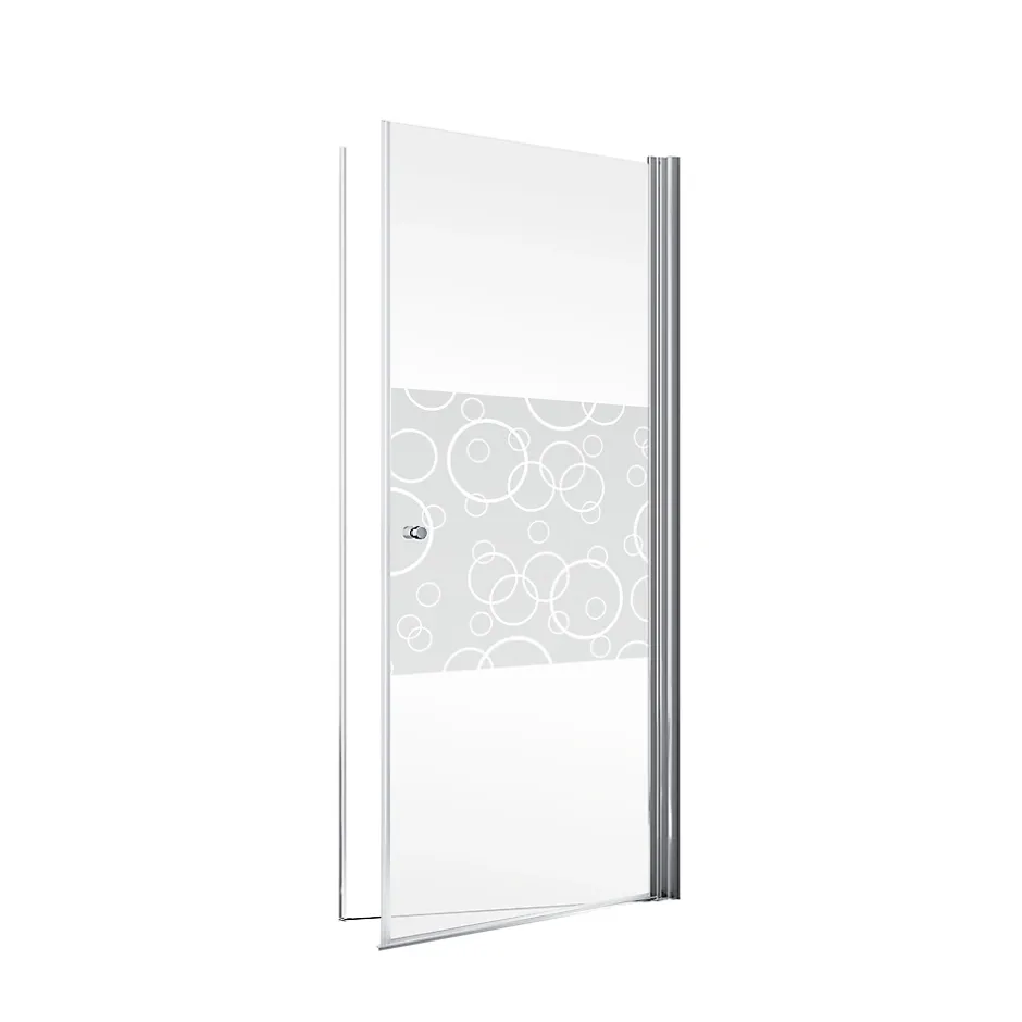 Schulte Porte de douche pivotante l.90 x H.192 cm, verre transparent anticalcaire, décor Cercles, profilé chromé, NewStyle