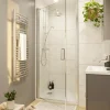 GoodHome Porte de douche pivotante l.70 x H.195 cm, verre transparent, profilés alu chrome, Ledava