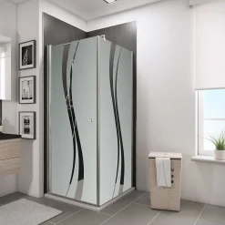 Schulte Porte de douche pivotante et paroi latérale 90 x 90 cm, NewStyle, verre transparent décor liane, profilés chromés* Paroi De Douche