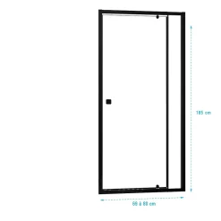 Aurlane Porte de douche Pivotante Noir 70-80x185cm - Extensible de 69 à 80 cm - BLACK SLIDE 70 80* Porte De Douche