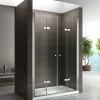 Saniverre Porte de douche pliante EMMY H.195 largeur réglable 112 à 116 cm verre transparent -* Porte De Douche