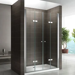 Saniverre Porte de douche pliante EMMY H.195 largeur réglable 112 à 116 cm verre transparent -* Porte De Douche