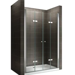 Saniverre Porte de douche pliante EMMY H.195 largeur réglable 112 à 116 cm verre transparent -* Porte De Douche