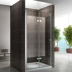 Saniverre Porte de douche pliante MONA H.195 - largeur réglable de 84 à 88 cm verre transparent -