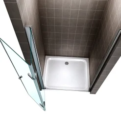 Saniverre Porte de douche pliante MONA H.195 - largeur réglable de 84 à 88 cm verre transparent -