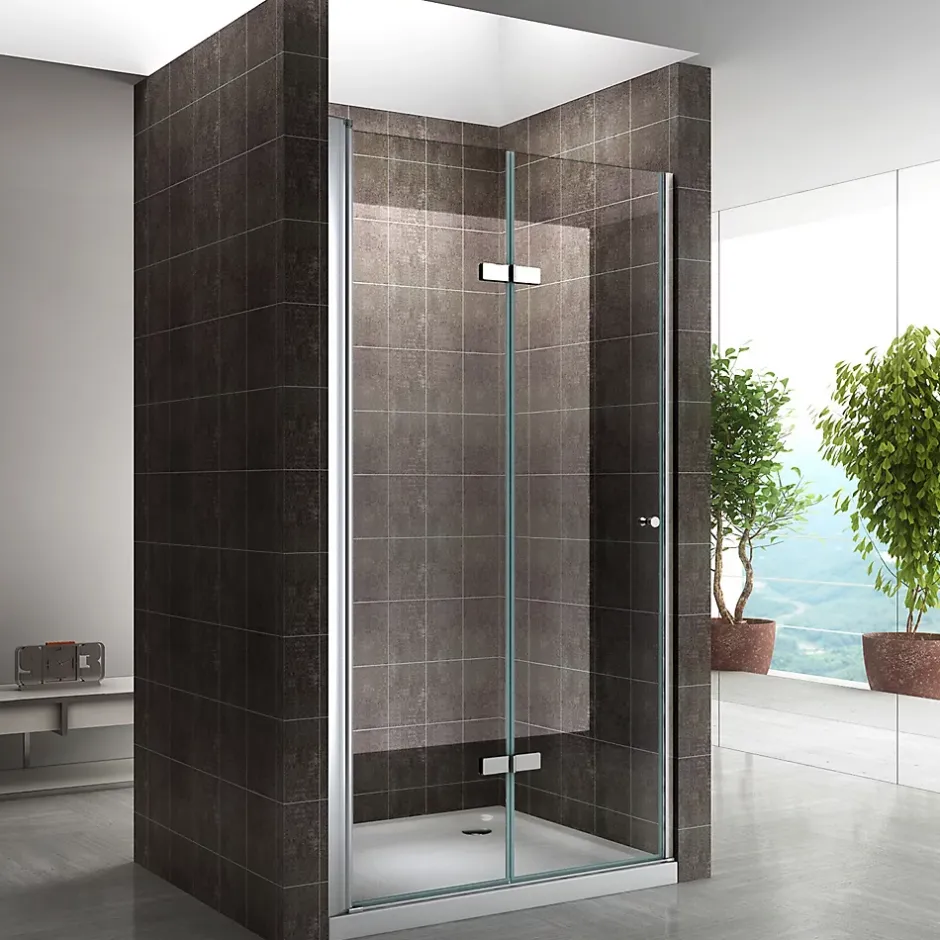 Saniverre Porte de douche pliante MONA H.195 - largeur réglable de 76 à 80 cm verre transparent -