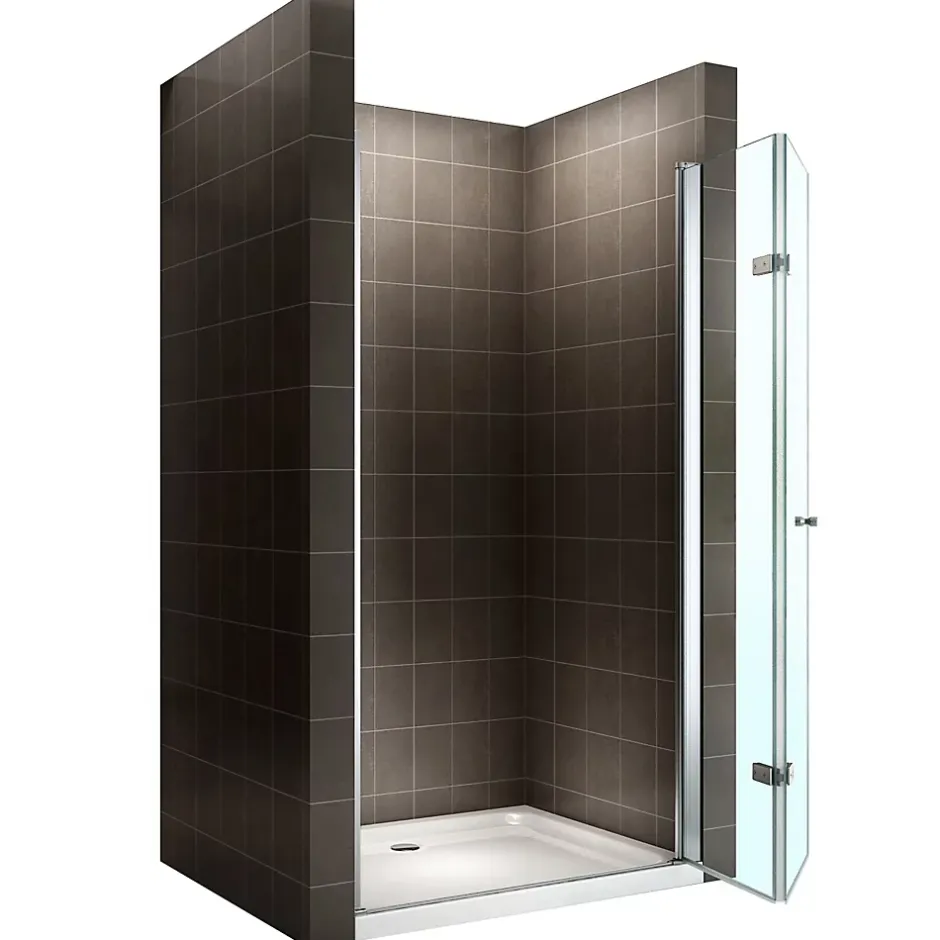 Saniverre Porte de douche pliante MONA H.195 - largeur réglable de 76 à 80 cm verre transparent -