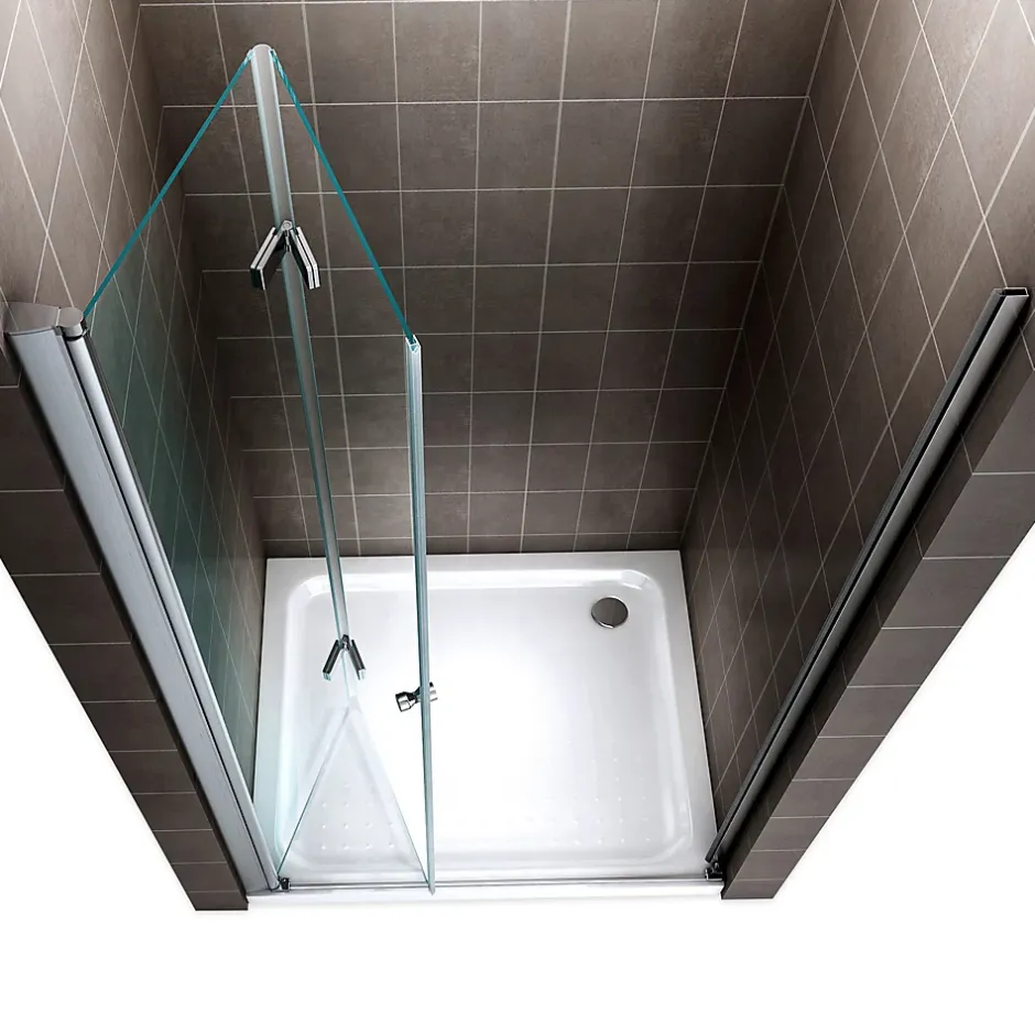 Saniverre Porte de douche pliante MONA H.195 - largeur réglable de 76 à 80 cm verre transparent -