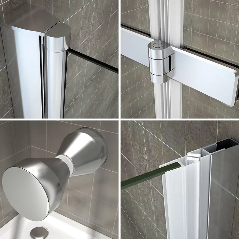 Saniverre Porte de douche pliante MONA H.195 - largeur réglable de 76 à 80 cm verre transparent -