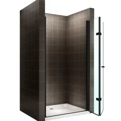 Saniverre Porte de douche pliante MONABLACK H.195 largeur réglable 100 à 104 cm verre transparent -* Porte De Douche