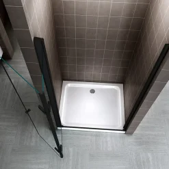 Saniverre Porte de douche pliante MONABLACK H.195 largeur réglable 100 à 104 cm verre transparent -* Porte De Douche
