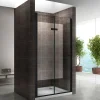 Saniverre Porte de douche pliante MONABLACK H.195 largeur réglable 96 à 100 cm verre transparent -* Porte De Douche